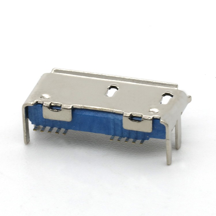 Type B Micro USB 3.0 Female Receptacle PCB Connector 10Pin with Flange