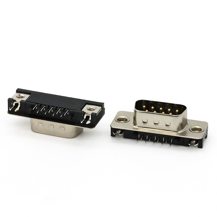 Right  Angle Mid Mount D-Sub Male Connector DB9 Male Slim Connector 