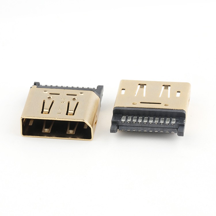 20Pin Gold Plated Displayport DP Female Connector for Wire Soldering