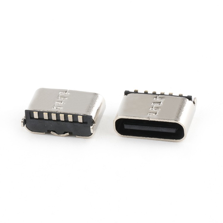 USB C Type Female Connector Vertical SMT Type USB C Female 6Pin Connector