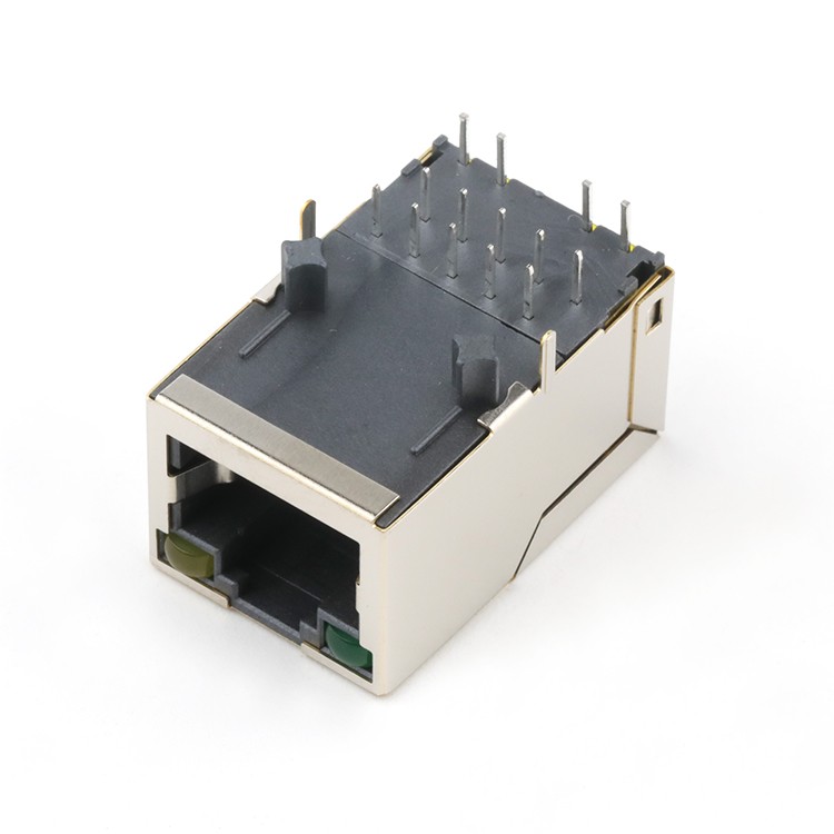 Right Angle RJ45 Female Connector Dip Tab Up RJ45 Connector with Leds