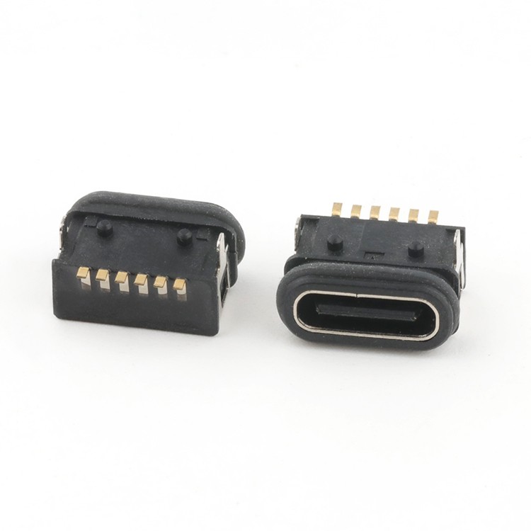Waterproof USB Connector SMT Type IP68 Waterproof USB C 6P Female Connector