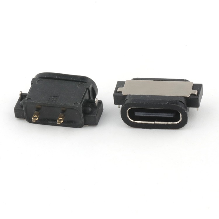Mid Mount IP68 Rated Waterproof USB Type C 2Pin Female Connector
