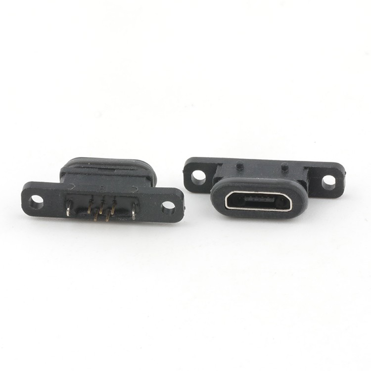 Micro USB 5P Connector IP68 Waterproof Micro USB 2.0 B Female Connector with Screw
