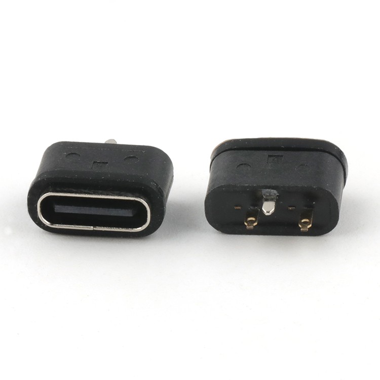 Vertical Through Hole IP68 Waterproof 3Pin USB C Female Receptacle Connector
