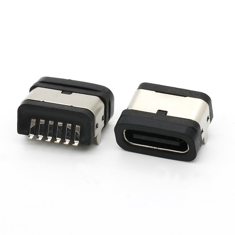 Waterproof USB C Connector IP65 Waterproof 6Pin C Type Female USB SMT Connector