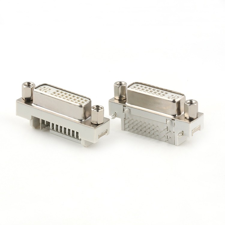 H=2.05MM Right Angle DVI 24+5 Pin Female Connector With Screw