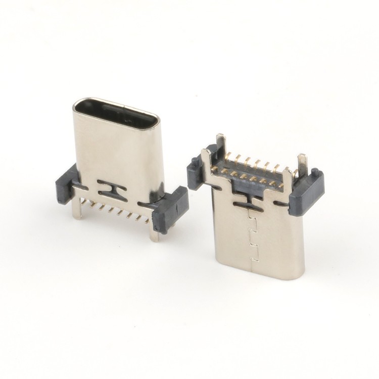 Dual Row USB C Connector Female Vertical 16P SMT 13.0H 13.7H 15.0H USB C Connector