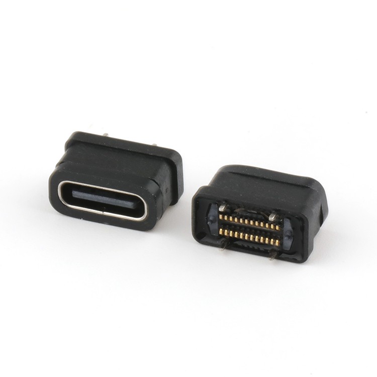 IP687 Waterproof 24P USB C Female Connector Vertical SMT H6.5MM USB Connector
