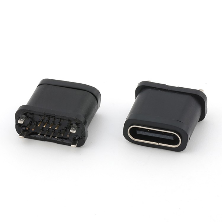 Waterproof 16P USB C Female Connector Vertical DIP H10.2MM IP67 Waterproof USB Connector