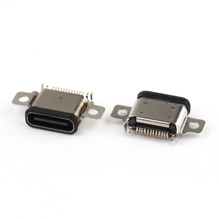 IP68 Waterproof USB C Socket 24Pin Dual Row Mid Mount CH0.7mm USB C Connector