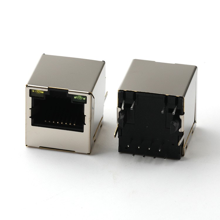Vertical Dip Type RJ45 Female Connector 8P Modular Jack B3.89 100Mbps RJ45 Connector with Leds