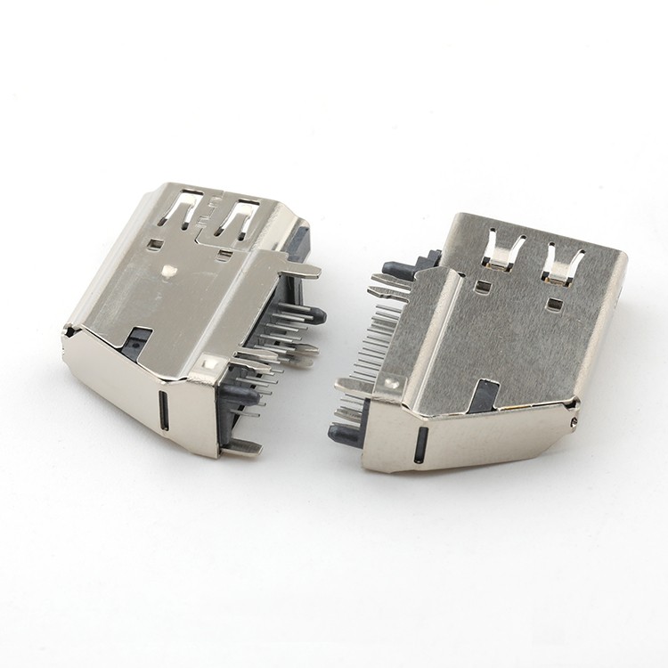 Up-Right HDMI A Type Female Connector Through Hole 19Pin HD Female Connector 