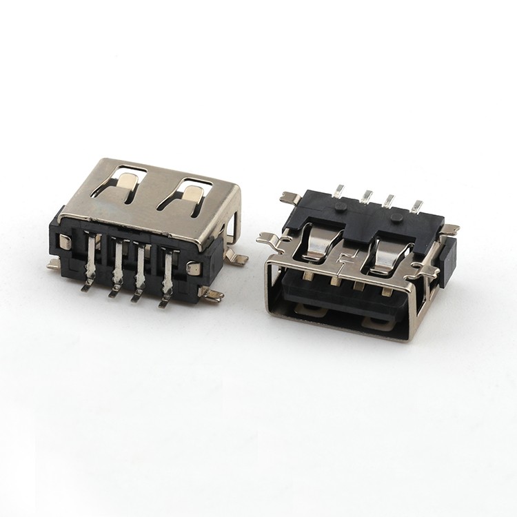 4Pin USB 2.0 A Type Female Connector Surface Mount ,L=10.0mm USB A/F Connector
