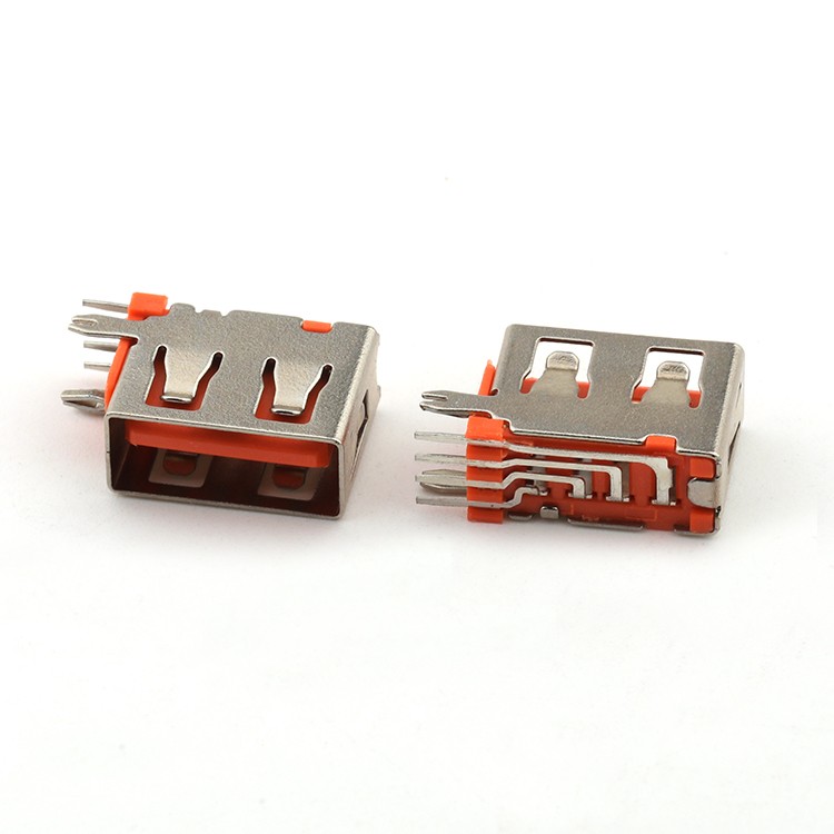 Upright USB 2.0 A/F Connector L=10.5MM Through Hole 90Degree USB A 4Pin Female Connector