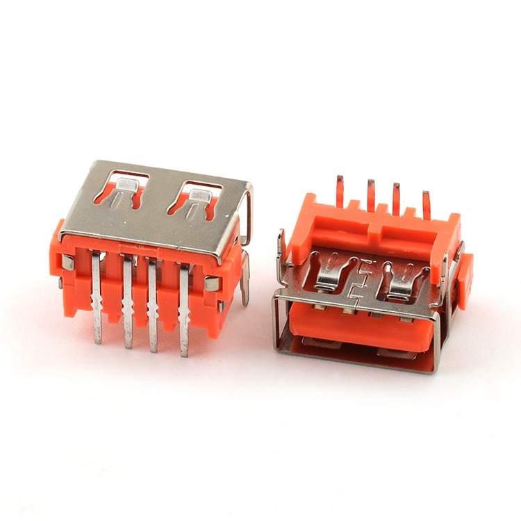 Right Angle 4Pin USB A Female Connector L=10.6MM H=11.3MM DIP Type USB A/F Connector