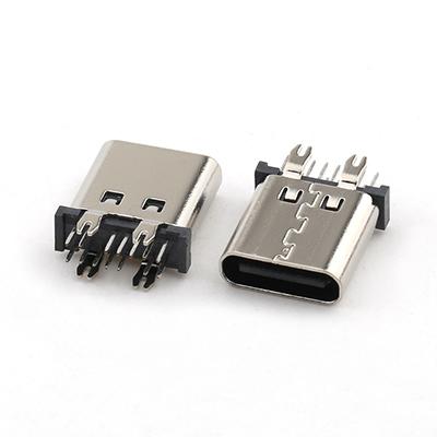 Vertical Dip USB 3.1 C Female Connector 180 Degree 14P ,L=10.0mm USB C Female PCB Connector