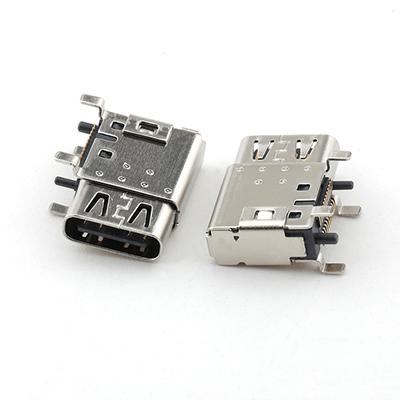 Dual Row USB 3.1 Type-C Female Connector 24Pin SMT Type USB C Female Connector with Flag
