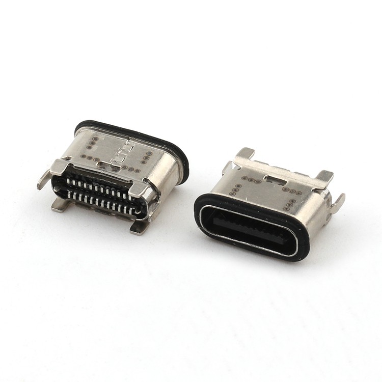 IPX8 Waterproof USB C Female Connector Dual Row Vertical SMT H=6.5mm USB C 24P Female Connector