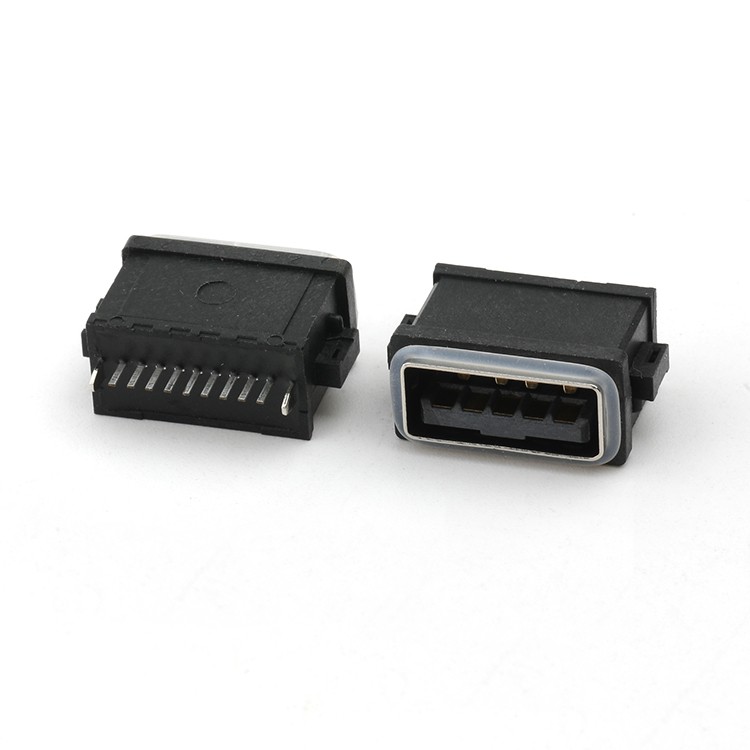Vertical Dip Type IP68 Waterproof USB Connector 9P 3.0 USB A Female Connector