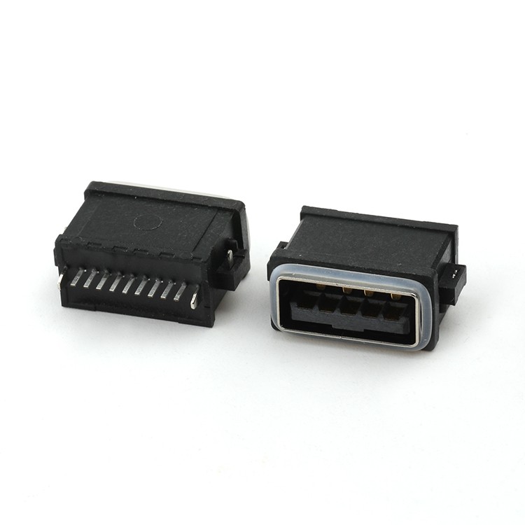 Mid Mount IPX8 Waterproof USB 3.0 A Female Connector 9Pin Vertical Dip Type USB A/F Connector