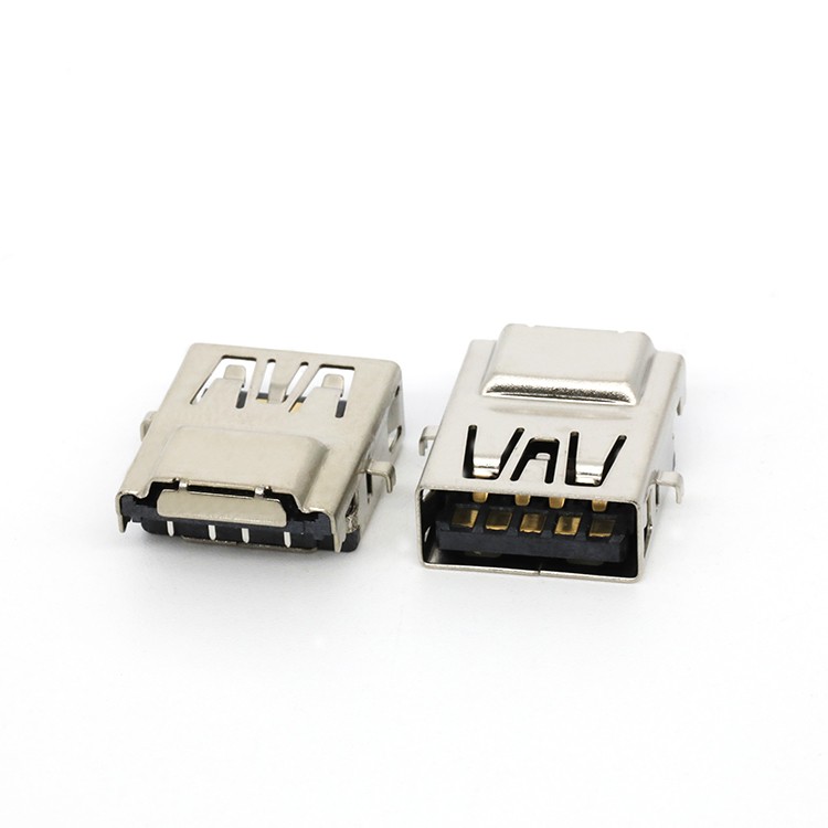 USB  A Type Female Receptacle Socket Connector DIP Type Mid Mount