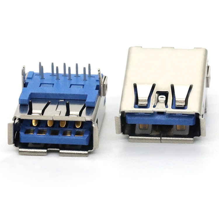 TOP MOUNT USB 3.0 A Type Female Socket Connector, 90D Dip Type