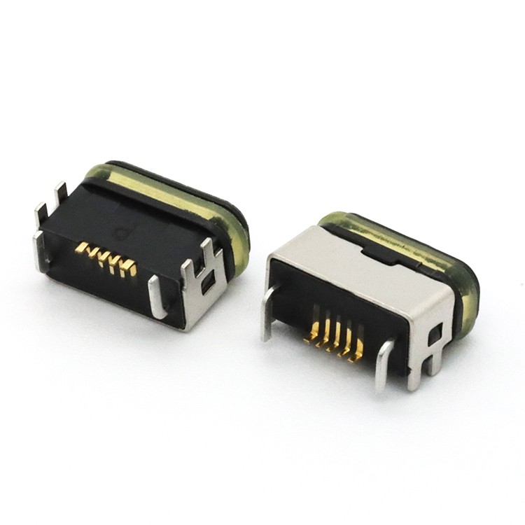 IP68 Waterproof Micro USB 5P B Female Connector DIP Type