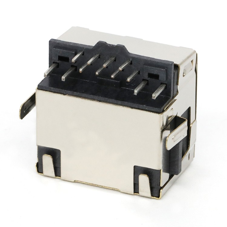 Mid Mount 3.0MM RJ45 8P8C Female  Ethernet Connector Dip Type with Light