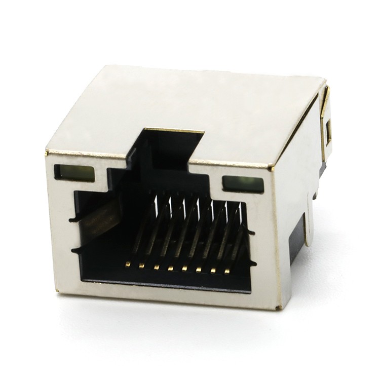 8P8C Rj45 Connector Mid Mount 4.2MM Single Port Female Dip Type Connector with Led Light