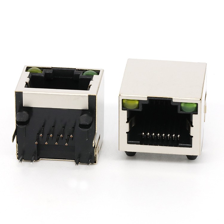 Dip Type 1X1 RJ45 56 8P8C Female Modular Jack Connector 90Degree with Led Light