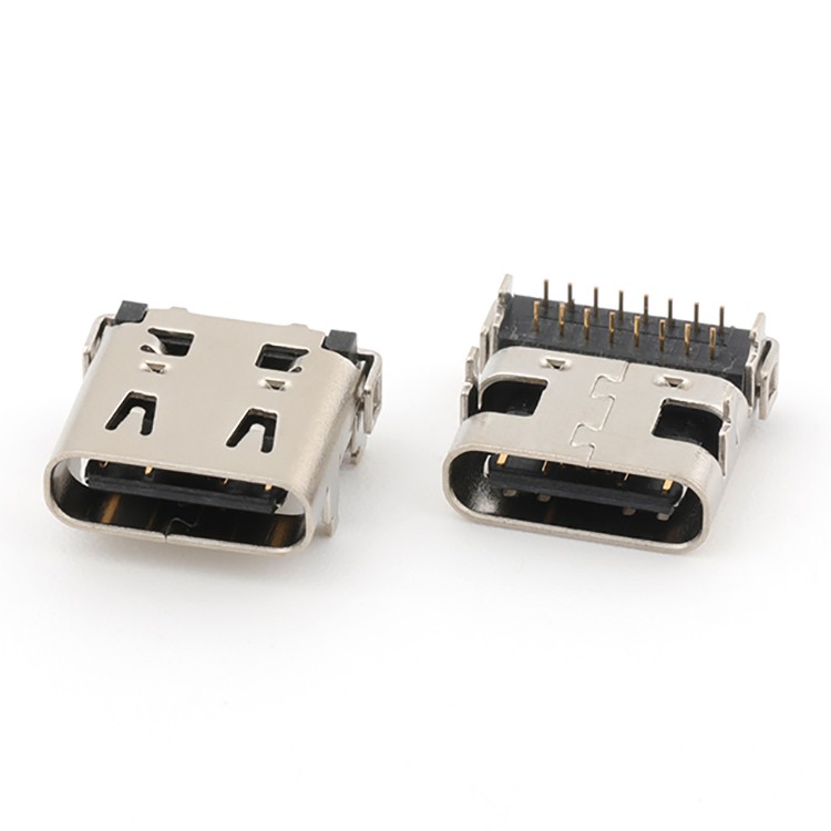 16Pin USB Type C Female Double Row Connector Dip Type 90Degree
