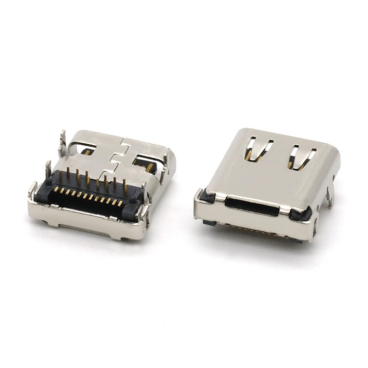 Mid Mount 24Pin USB 3.1 C Female Dip+SMT Type Connector for PCB