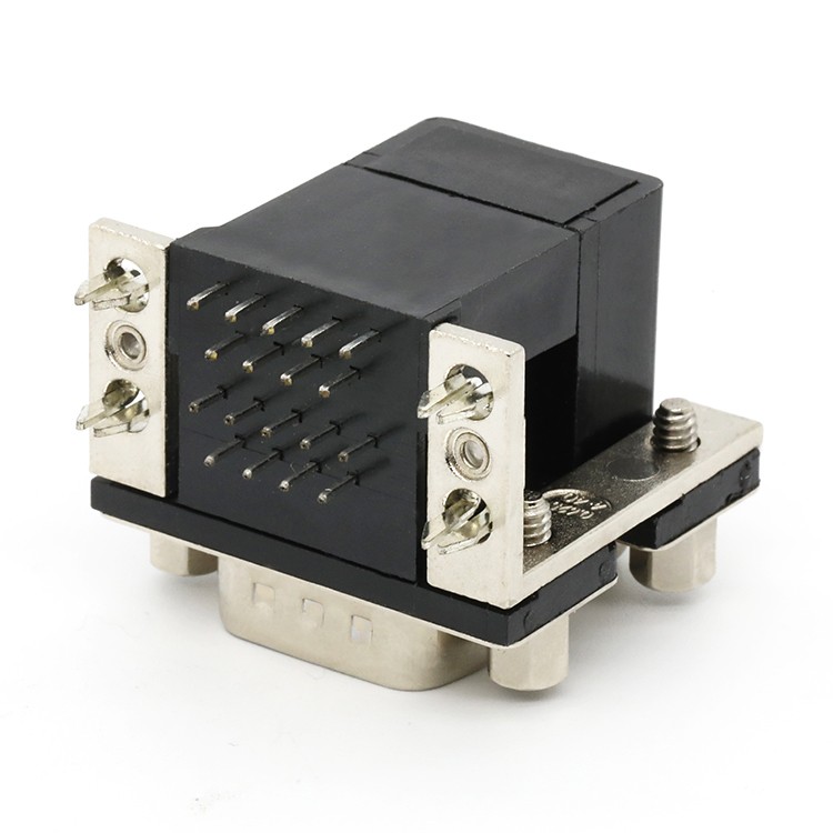Right Angle DB 9Pin Male Connector to DB9 Female Socket D-SUB Connector with Screw