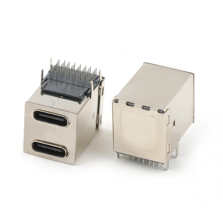 Dual USB 3.1 Type C Female Receptacle Connector DIP Type for PCB
