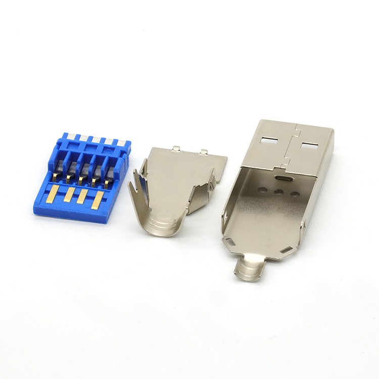 USB 3.0 Type A Male Solder Connector with SPCC Shell