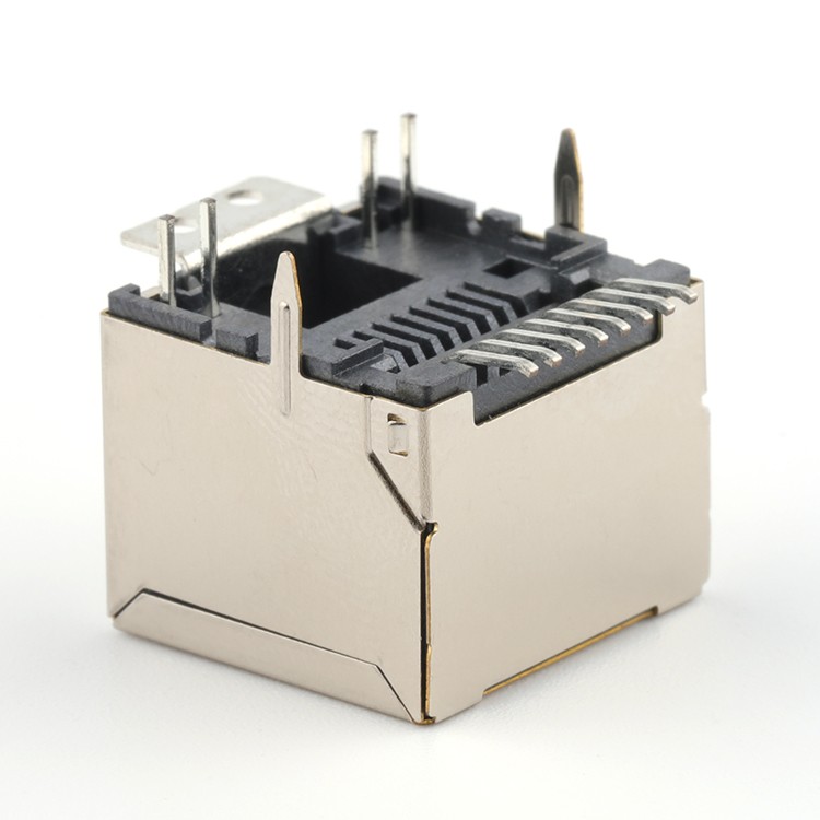 Vertical Surface Mount 12.7H LED RJ45 Female Ethernet Connector