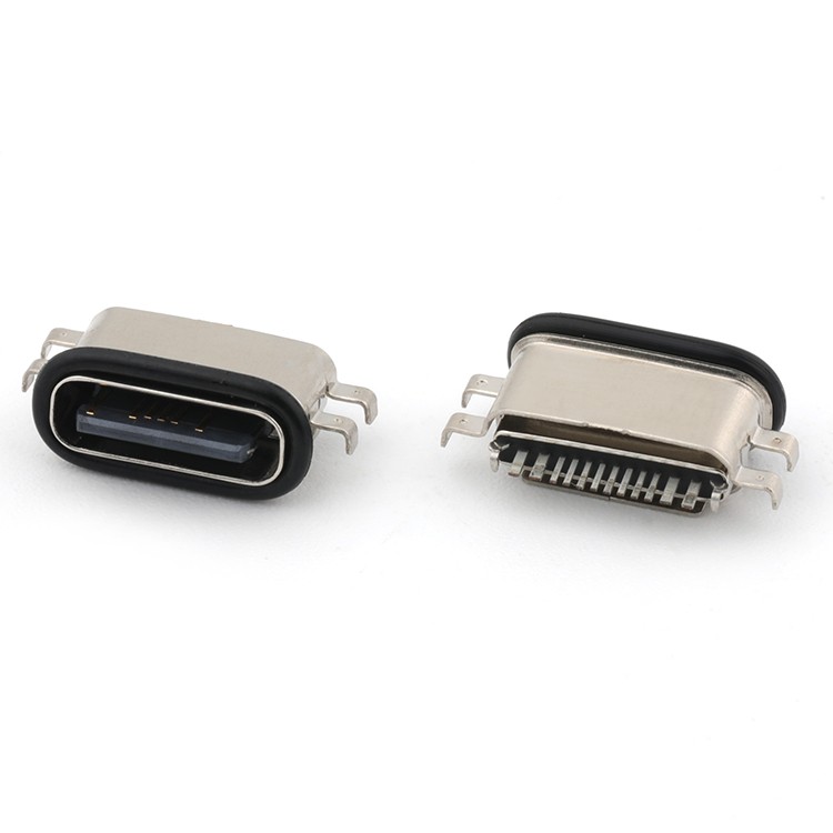 12Pin Vertical IPX7 Wateproof  USB Type C Female Connector
