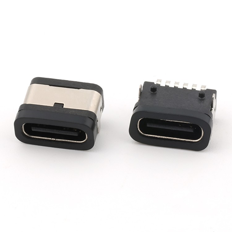 Surface Mount IP68 Waterproof USB 6P Type C Female Connector