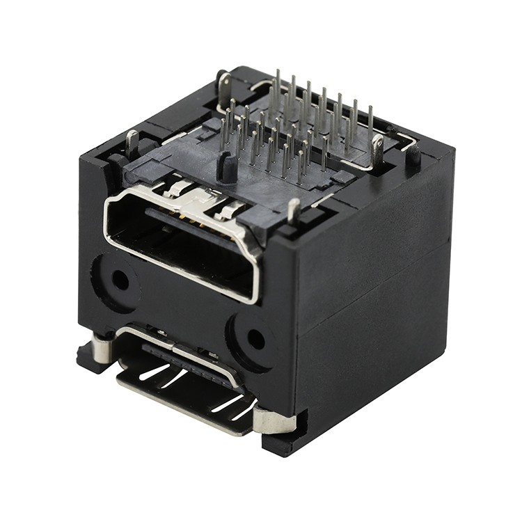 90Degree Dip Type Dual Stracked High Definition Multimedia Interface Female Connector