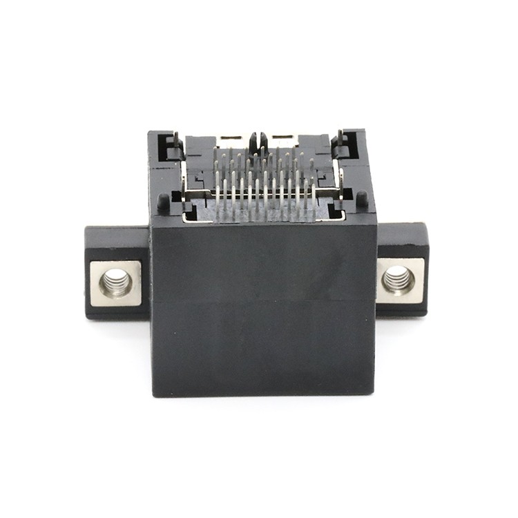 Dual Stacked Through Hole High Definition Multimedia Interface Female Connector with Screw