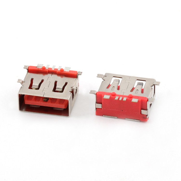LCP Red Vertical 5Pin USB 2.0 Type A Female Connector