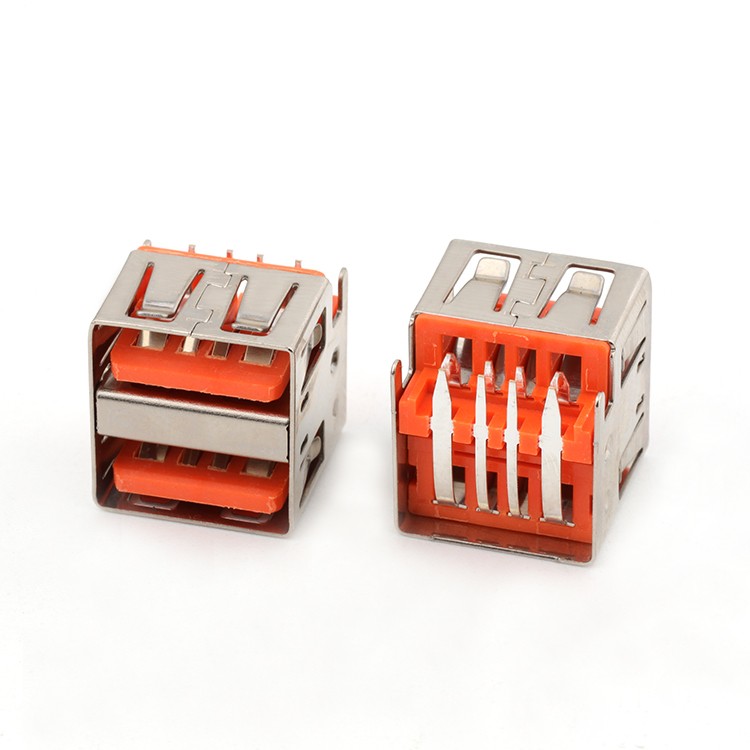 Mid Mount Dual Row USB 2.0 A Type 4Pin Female Connector
