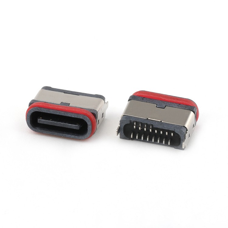 Vertical SMT Type IP67 Waterproof USB C Female 16Pin Connector