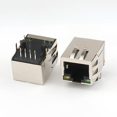 100Gbps 1x1 Port RJ45 Connector Dip Type with Leds Rj45 8Pin Female Connector