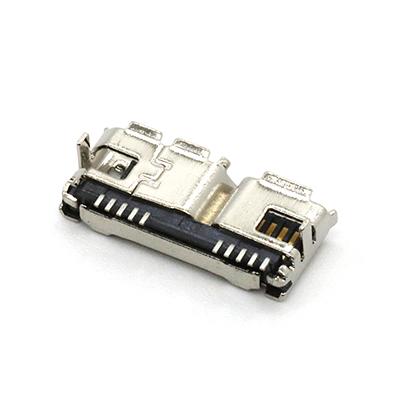 10Pin Surface Mount  Micro USB 3.0 B Type Female Stainless Steel Shell Connector