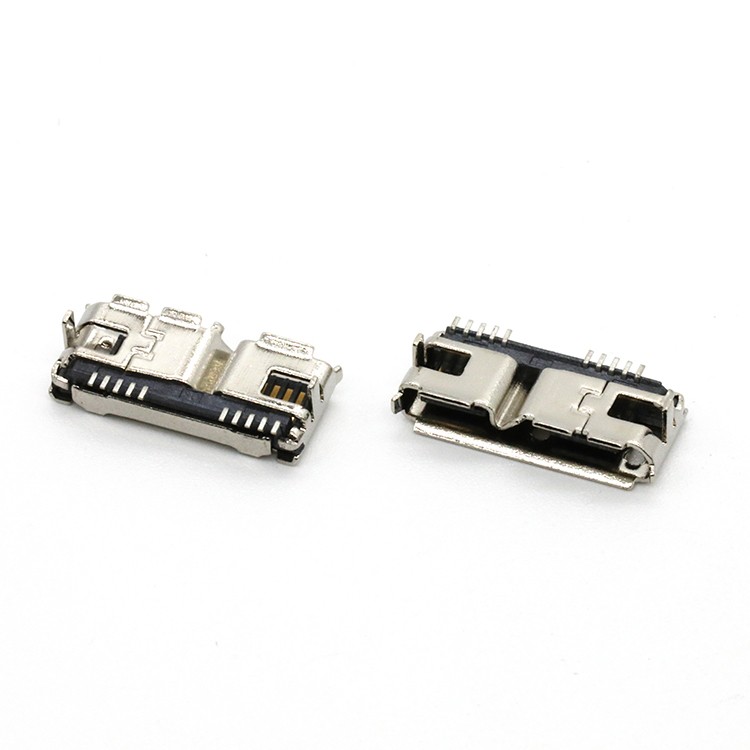 10Pin Surface Mount  Micro USB 3.0 B Type Female Stainless Steel Shell Connector