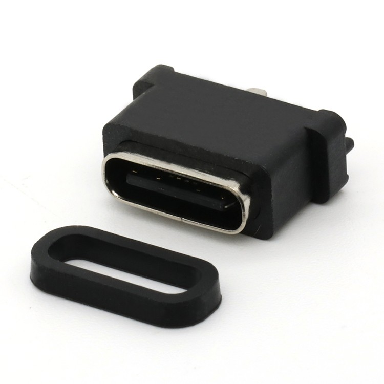 16P Vertical Waterproof IP68 USB Type C Female Socket Connector SMT 
