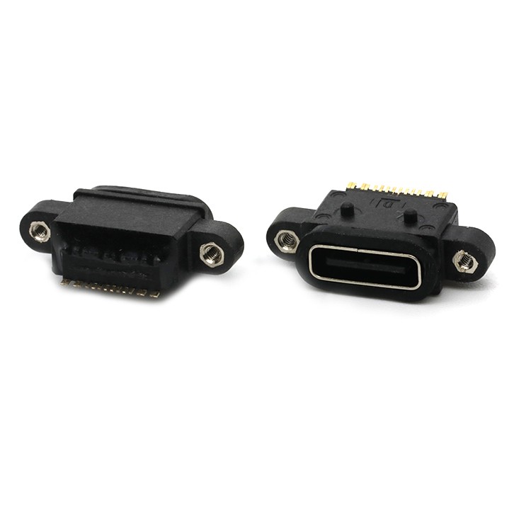 16Pin Waterproof USB Type C Female Receptacle Connector SMT Type Based on IP68