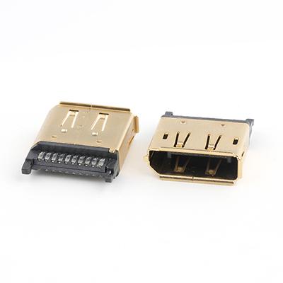 180 Degree Gold Plated Displayport 20Pin Female Connector for Wire Soldering